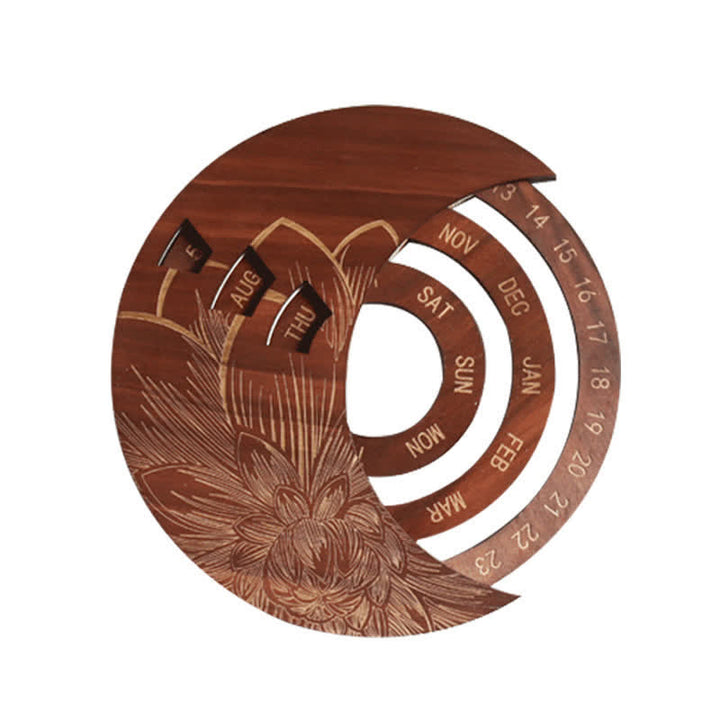 Olivenorma Circle Calendario perpetuo in legno a forma di mezzaluna, decorazione da parete