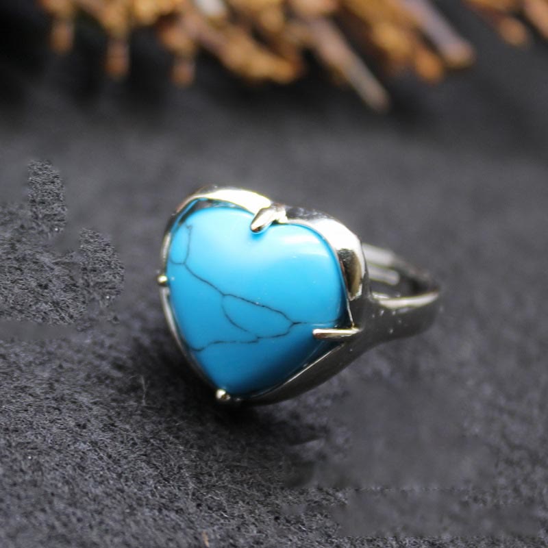 Anello a forma di cuore in cristallo di pietra naturale Olivenorma