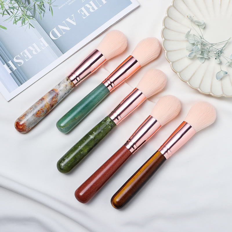 Olivenorma Pennello per il trucco con manico in cristallo naturale e decorazione in pietra preziosa 