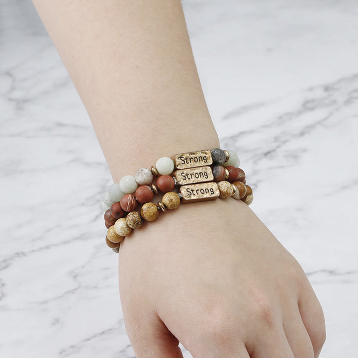 Bracciale con incisione forte in pietra preziosa naturale Olivenorma
