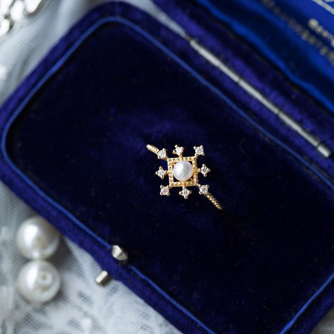 Anello con perla naturale Olivenorma Romontic Flower e zircone
