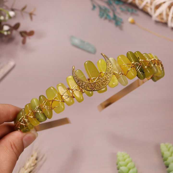 Olivenorma Pietra Naturale Filo d'Oro Corona di Cristallo Lunare