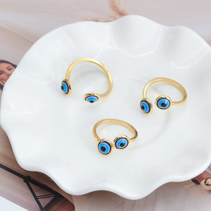 Anello da donna Olivenorma con zircone bianco placcato oro e malocchio