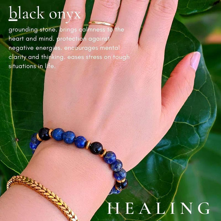 Bracciale Olivenorma "Healing Trust" in lapislazzuli e onice nero