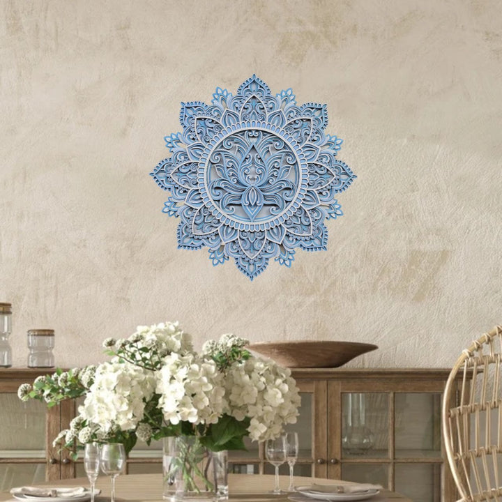 Olivenorma Blue Lotus Mandala 3D Pittura Decorazione da parete