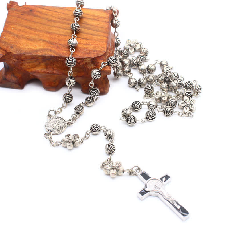 Collana rosario con croce di preghiera Olivenorma Rose