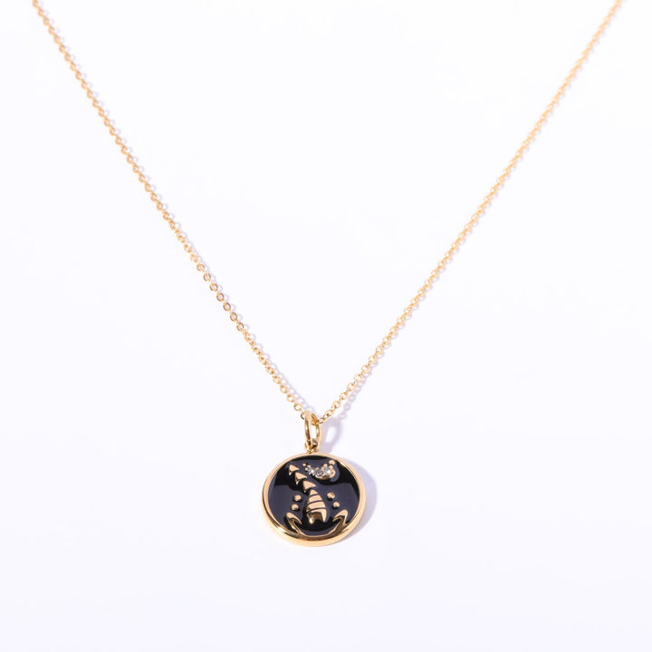Collana Olivenorma in acciaio inossidabile 18k con zircone bianco e zodiaco vintage