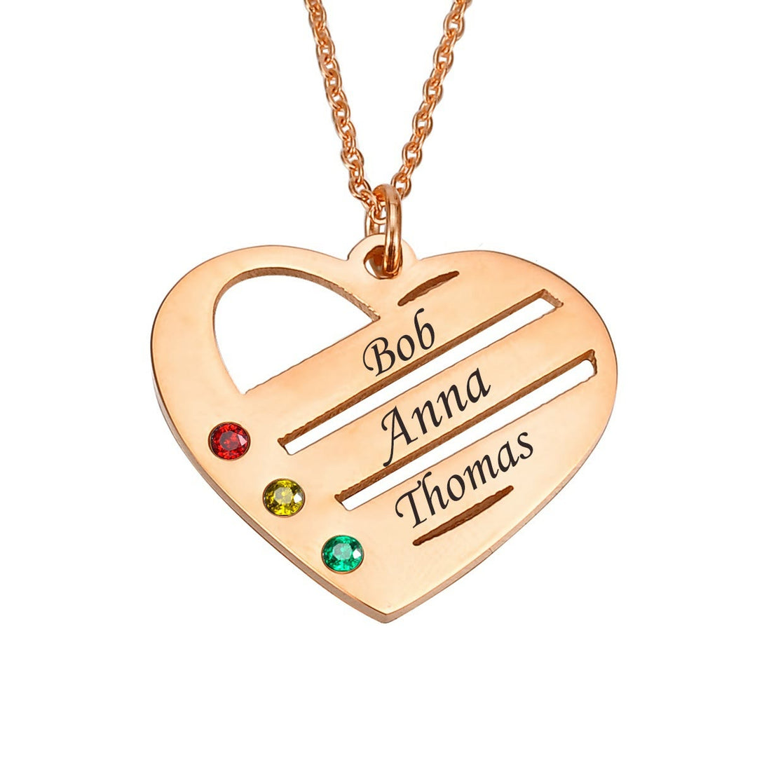 Collana con ciondolo con nome e pietra portafortuna a forma di cuore Olivenorma