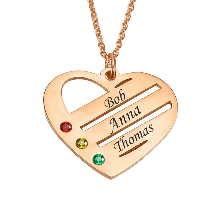Collana con ciondolo con nome e pietra portafortuna a forma di cuore Olivenorma