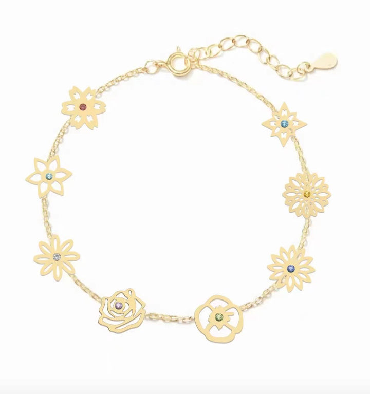 Olivenorma 1-8 Fiori di nascita con braccialetto con pietra portafortuna