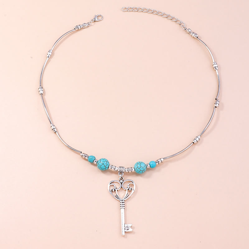 Collana con ciondolo chiave d'amore bohémien turchese Olivenorma
