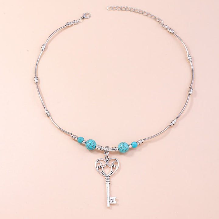 Collana con ciondolo chiave d'amore bohémien turchese Olivenorma