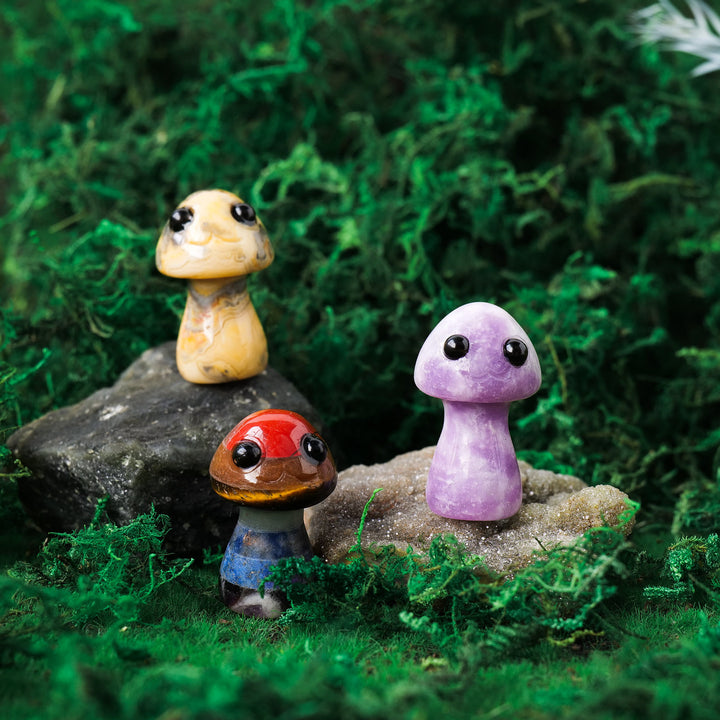 Olivenorma Cristallo naturale Funghi carini Decorazione per animali domestici con pietre preziose 