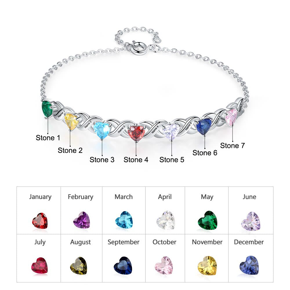 Olivenorma Bracciale personalizzato con pietra portafortuna della mamma inciso