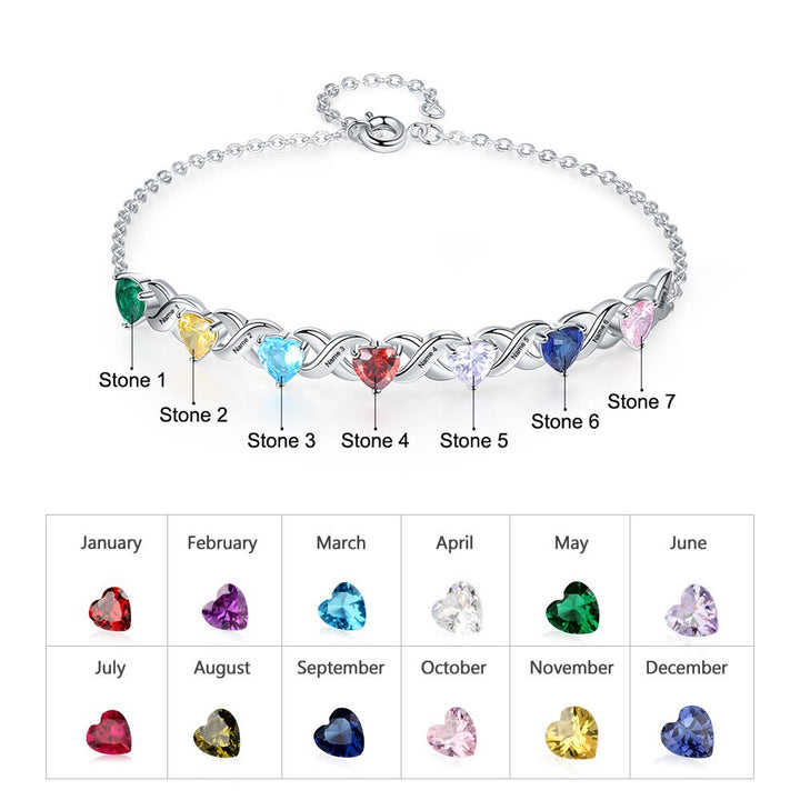 Olivenorma Bracciale personalizzato con pietra portafortuna della mamma inciso