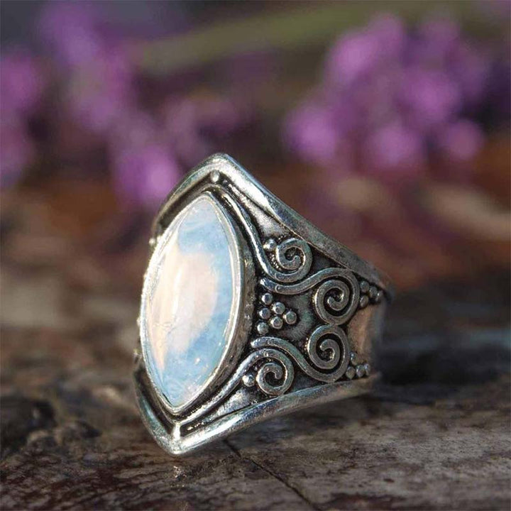Anello di protezione curativa in pietra di luna Olivenorma