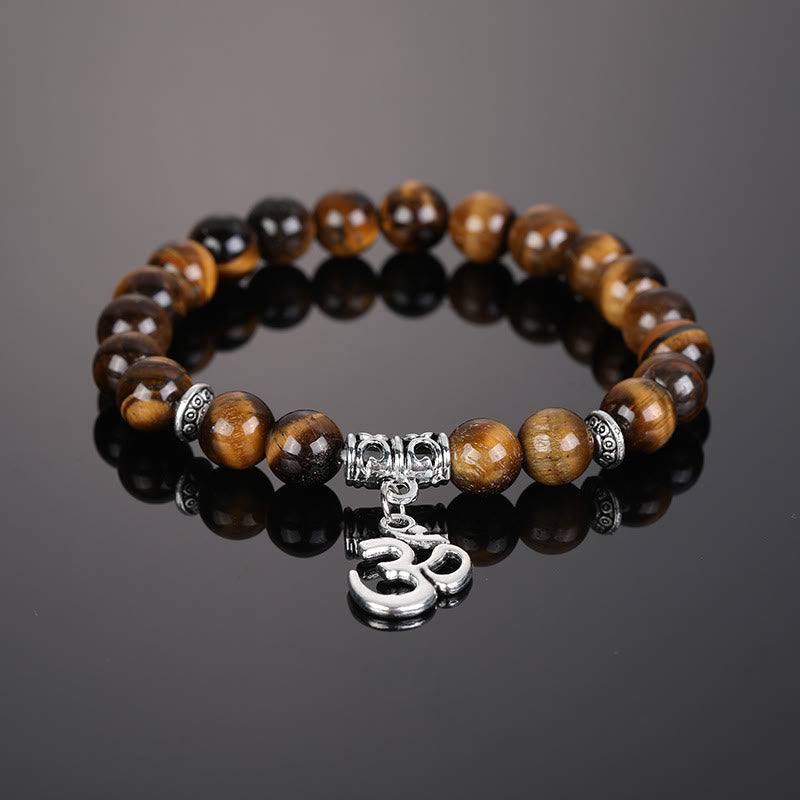 Bracciale con simbolo Om in perline di cristallo naturale Olivenorma