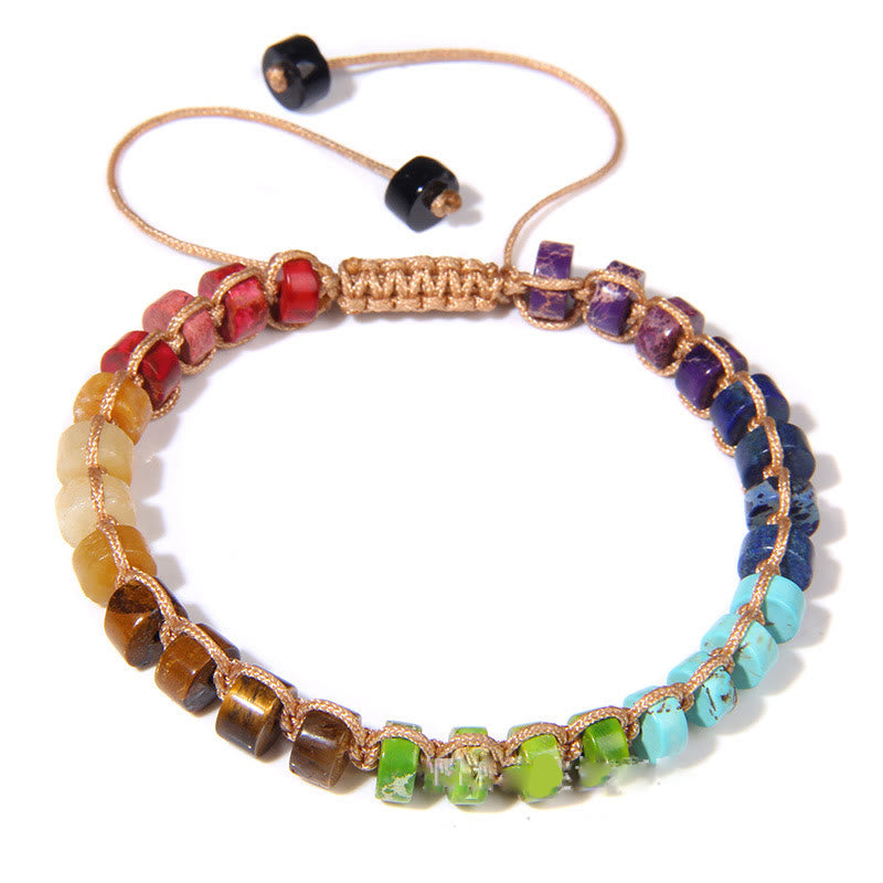 Bracciale intrecciato con perline di pietra naturale Olivenorma 