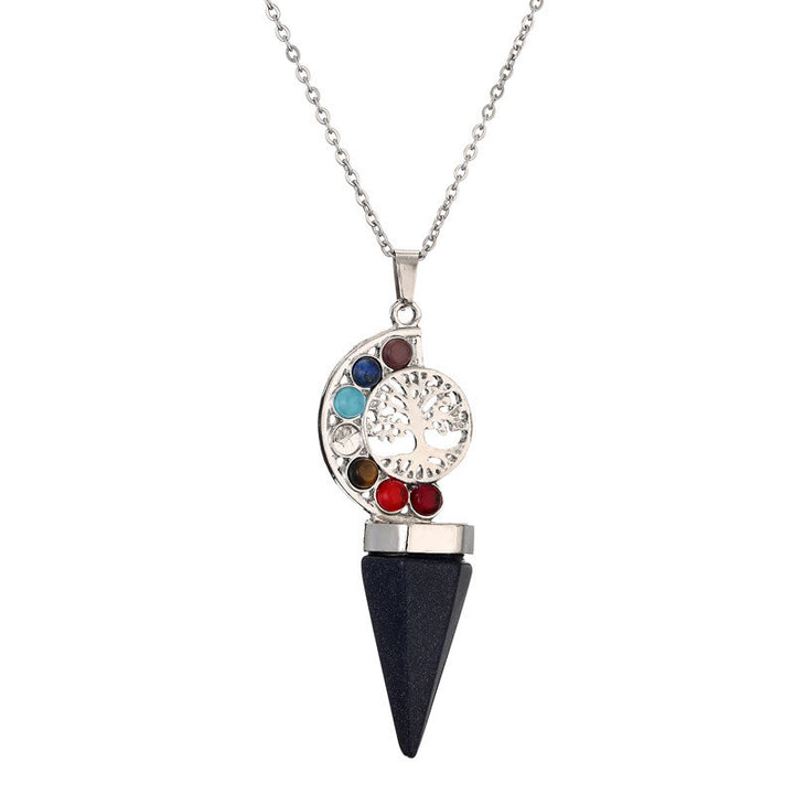 Collana con ciondolo albero della vita chakra cristallo esacone Olivenorma 