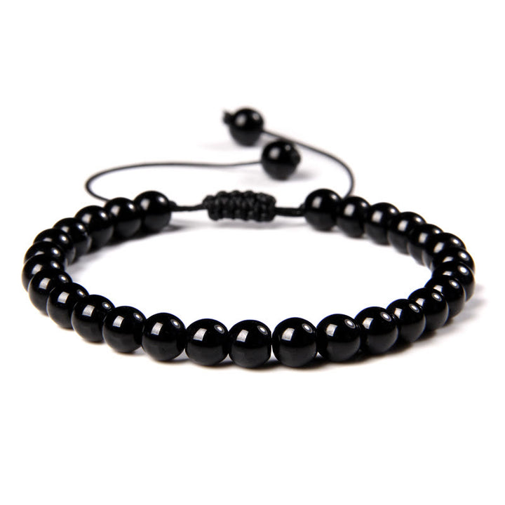 Bracciale intrecciato con perline di pietra naturale Olivenorma da 6 mm 