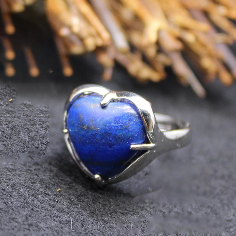 Anello a forma di cuore in cristallo di pietra naturale Olivenorma