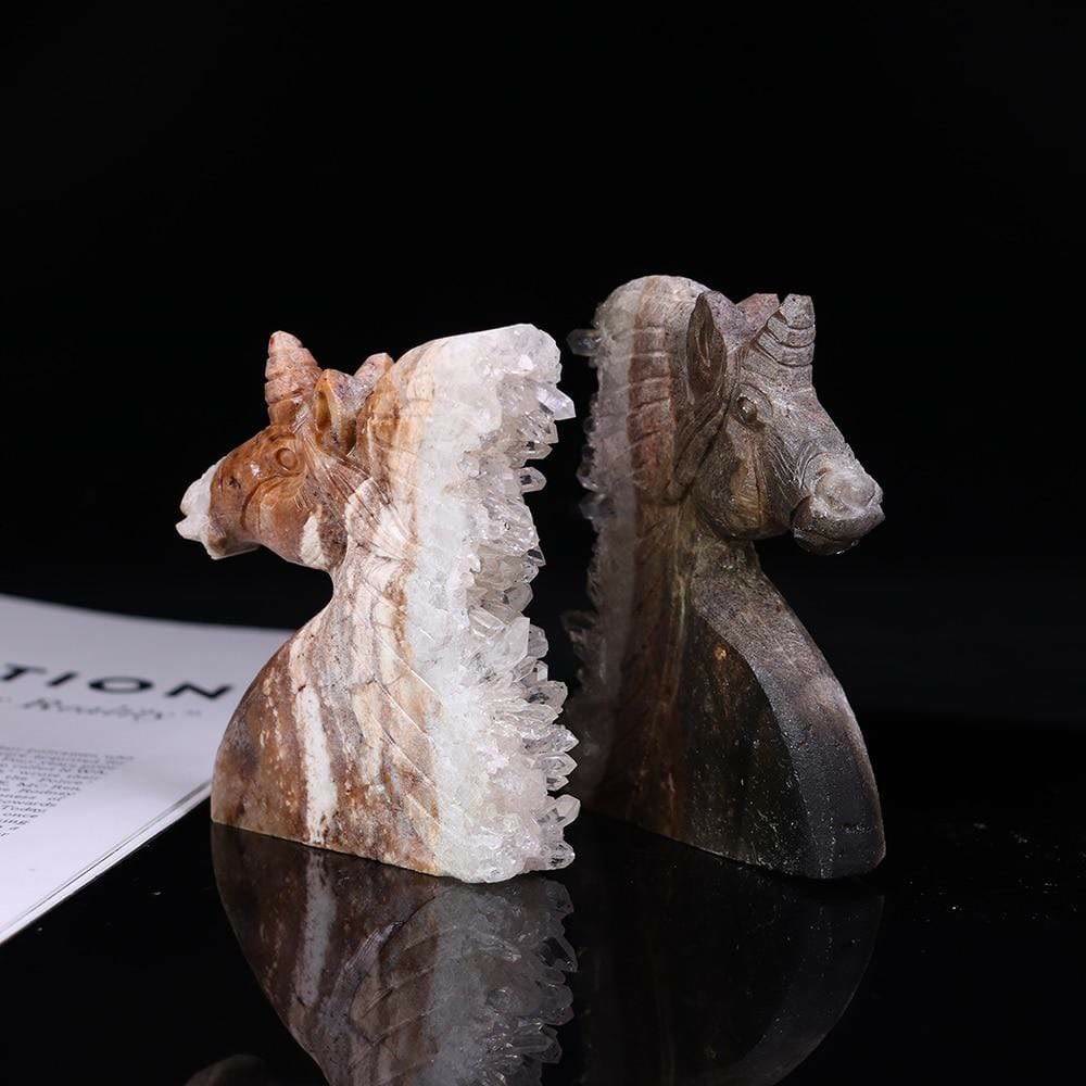 Decorazione in pietra preziosa unicorno di cristallo trasparente naturale Olivenorma