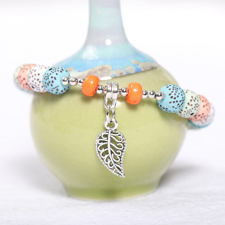 Set di braccialetti di perle con ciondolo a forma di cuore e foglia Olivenorma