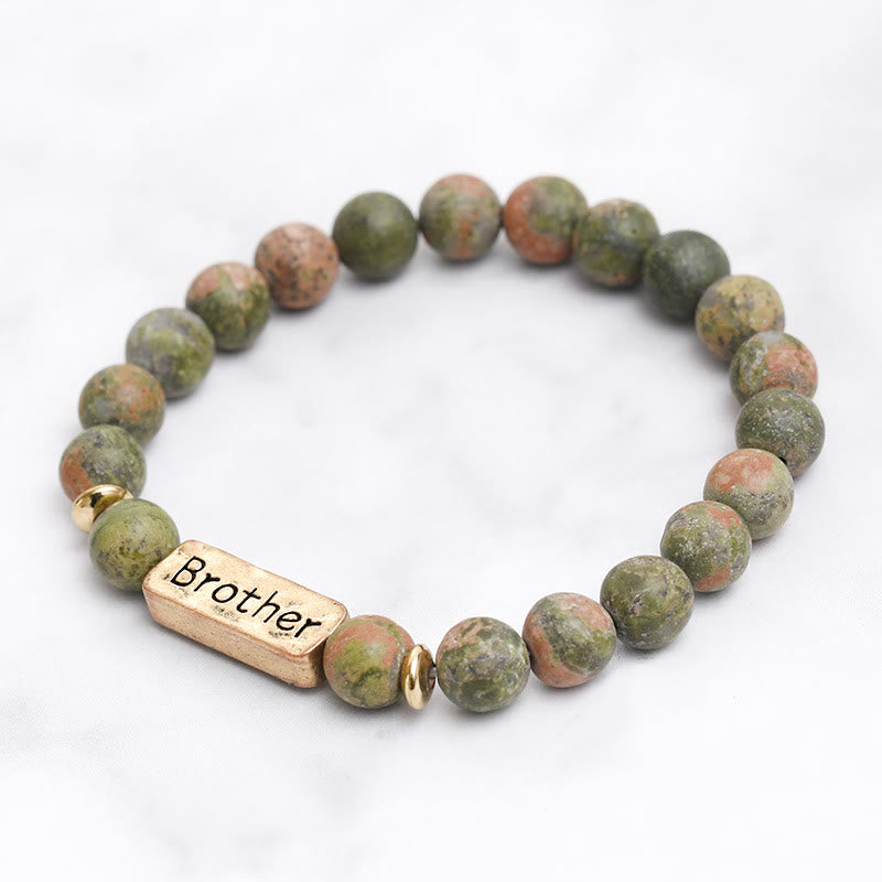 Bracciale con incisione Brother in pietra preziosa naturale Olivenorma
