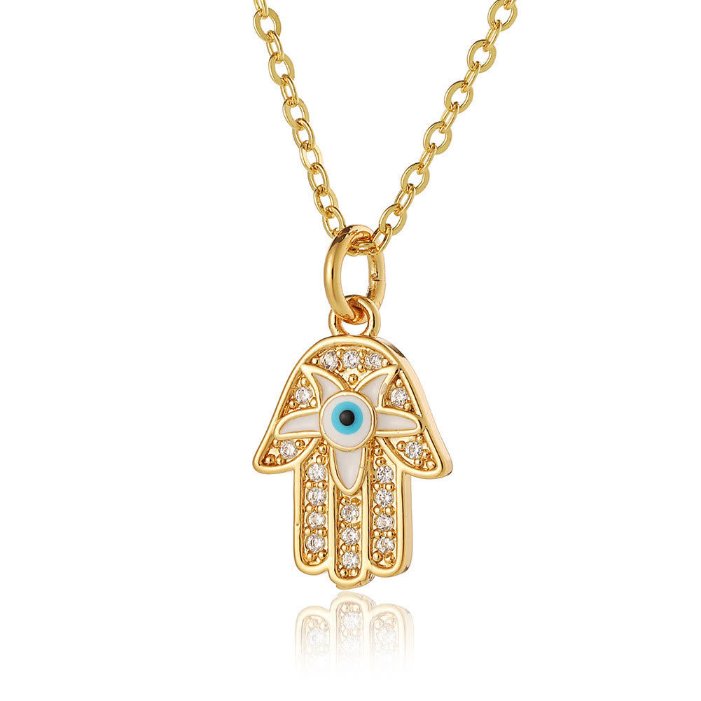 Olivenorma Collana a forma di cuore Hamsa con occhio malvagio in resina epossidica