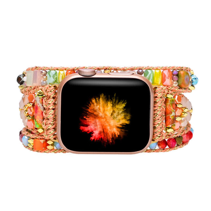 Olivenorma Natural Pink Crystal Colorful Gems Apple Watch Strap Bracciale Avvolgente