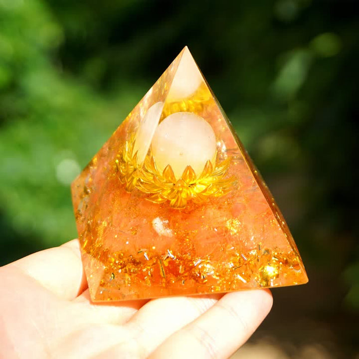 Olivenorma Sfera di quarzo rosa Pietra del sole Loto Piramide di orgone