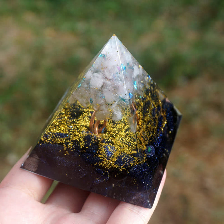 Olivenorma Quarzo Rosa Arenaria Blu Albero della Vita Piramide Orgonica 