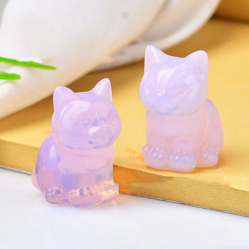 Olivenorma Crystal Kitten Stone Carving Artigianato Decorazione con pietre preziose