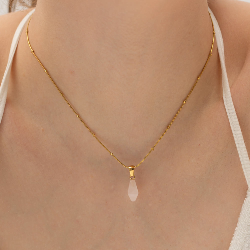 Collana con ciondolo in quarzo rosa, lapislazzuli, turchese e diamanti Olivenorma 