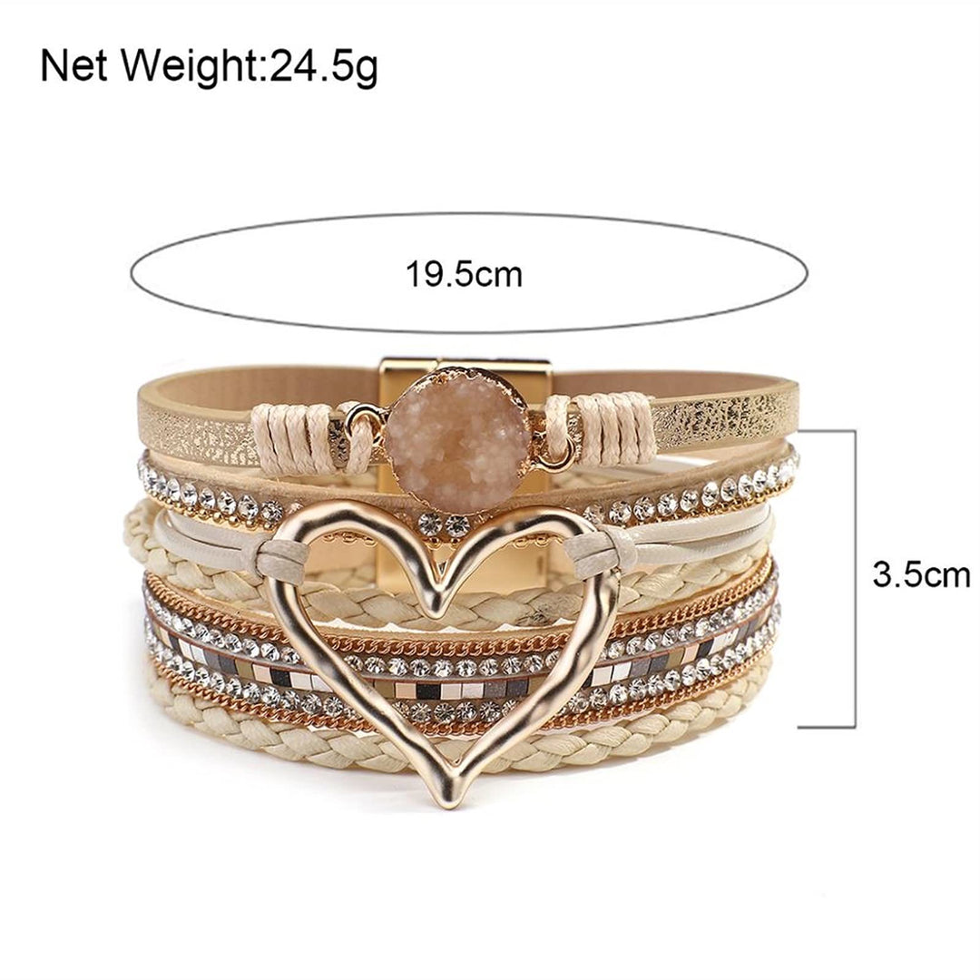 Olivenorma Bohemia Bracciale in pelle con cuore cavo