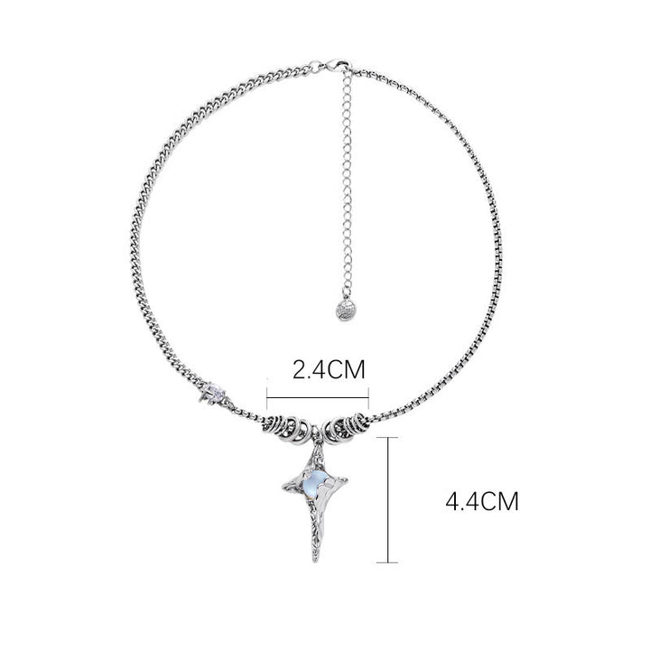 Collana in lega con ciondolo a forma di stella plissettata in pietra di luna Olivenorma