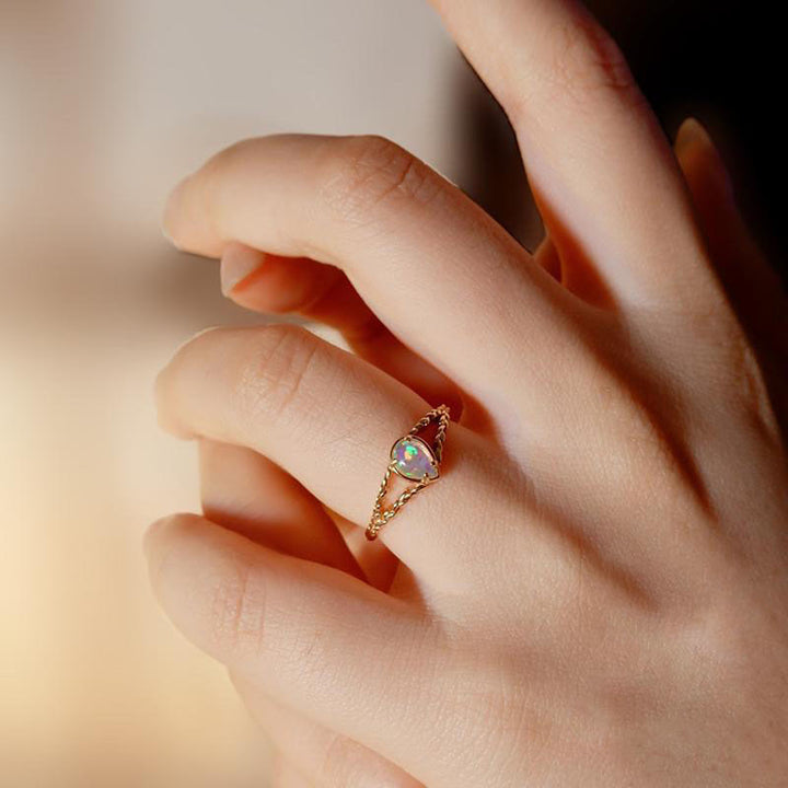 Anello Olivenorma Opal Stone Oro Hollow Grano 