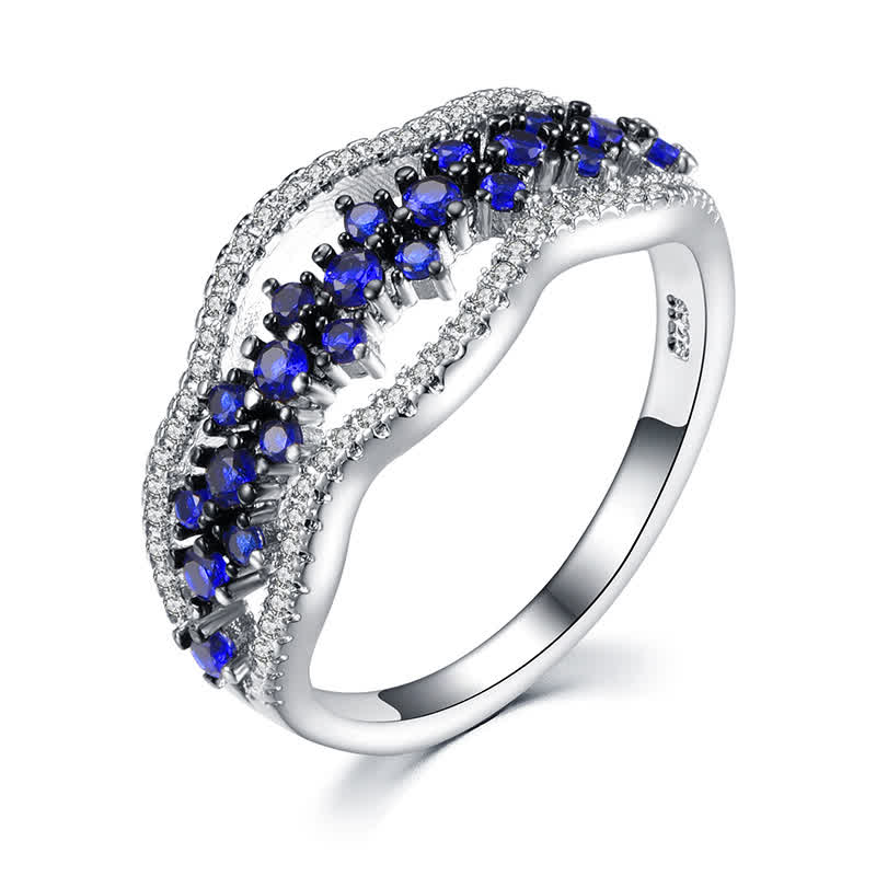 Anello creativo Olivenorma con zircone blu zaffiro cavo 