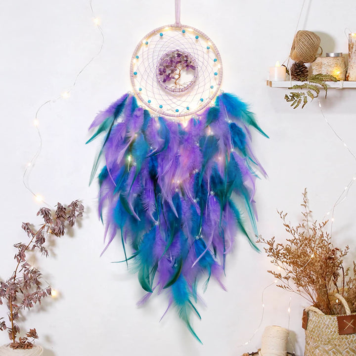 Olivenorma Crystal Tree Of Life Piuma Glow Dream Catcher 
