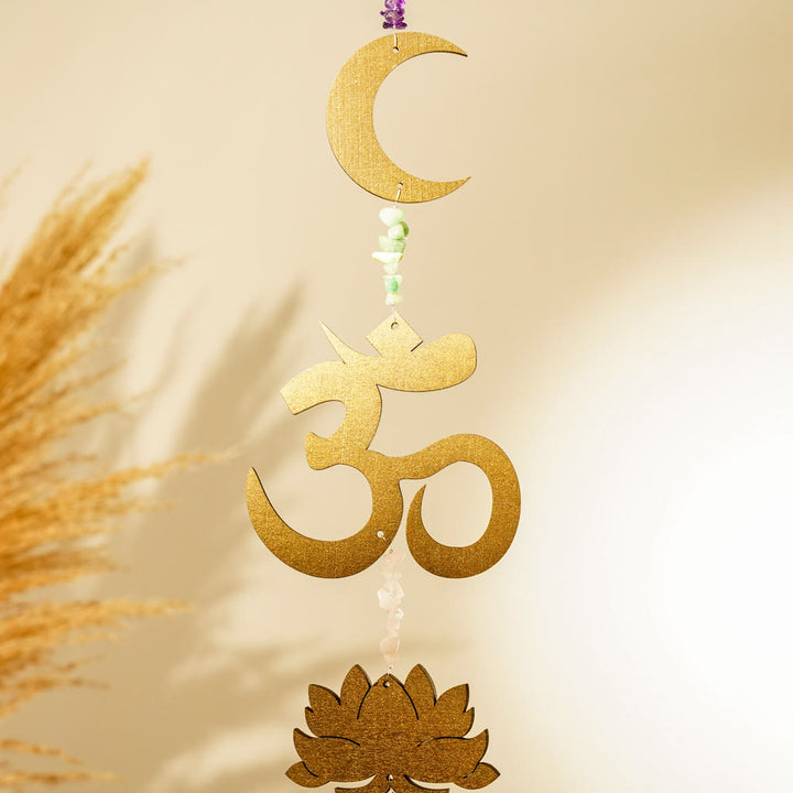 Decorazione da parete Olivenorma Rainbow Gemstone Lotus OM Moon