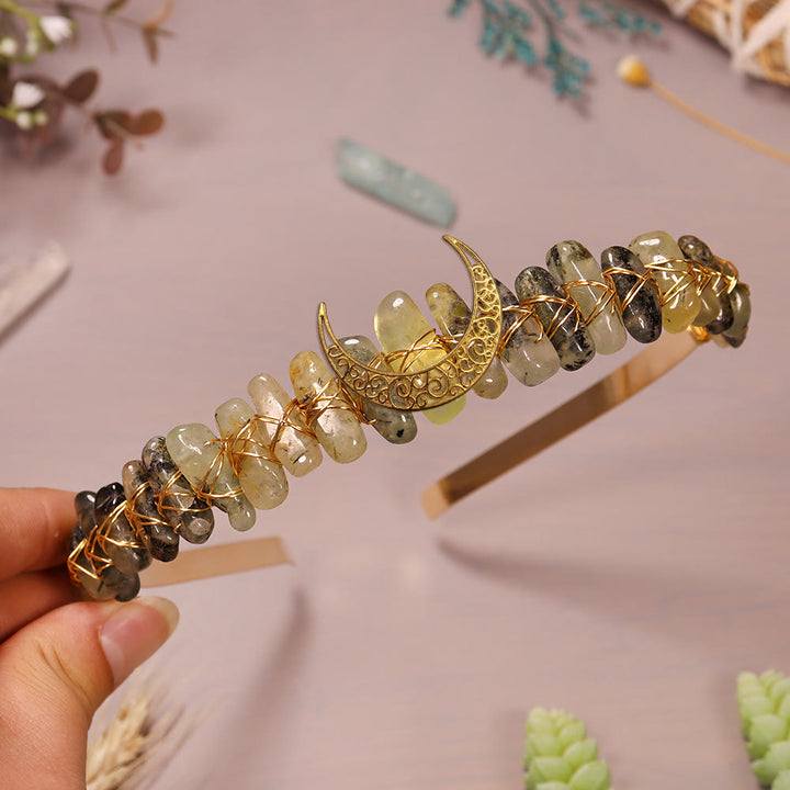 Olivenorma Pietra Naturale Filo d'Oro Corona di Cristallo Lunare