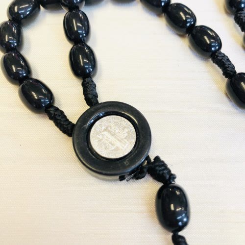 Collana con rosario e croce in perline di legno Olivenorma 