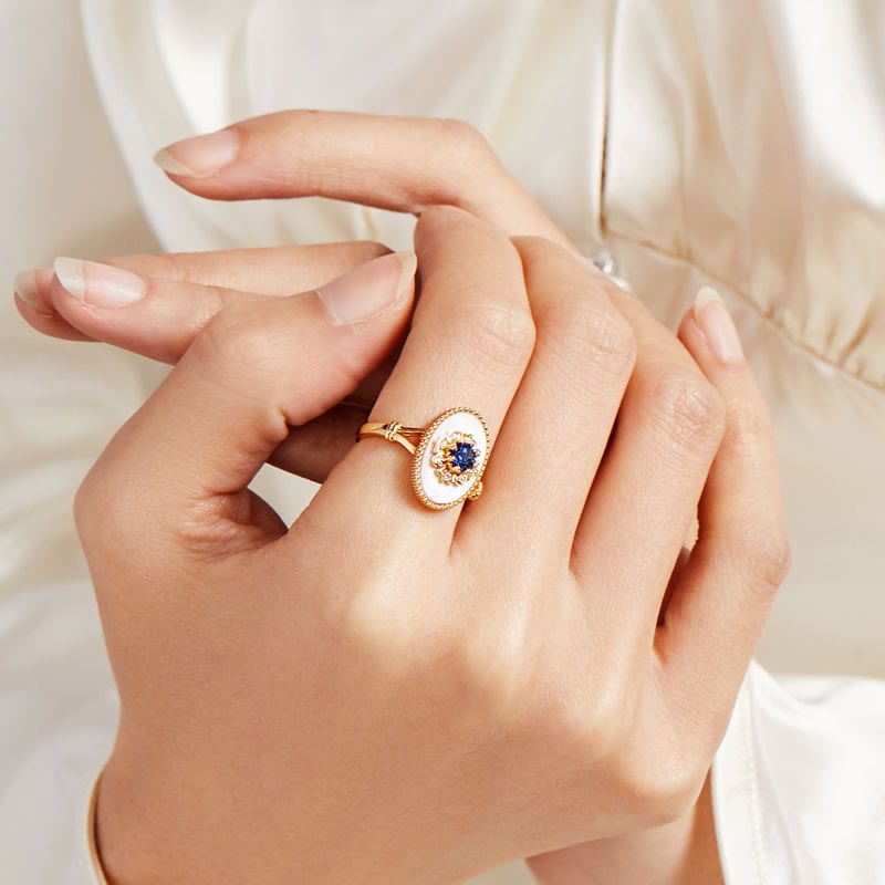 Anello regolabile Olivenorma Nacre Sapphire White Zircon