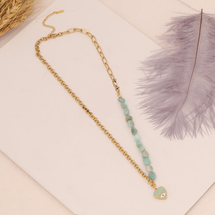 Olivenorma Amazzonite naturale Malocchio Collana Bracciale Orecchini Set