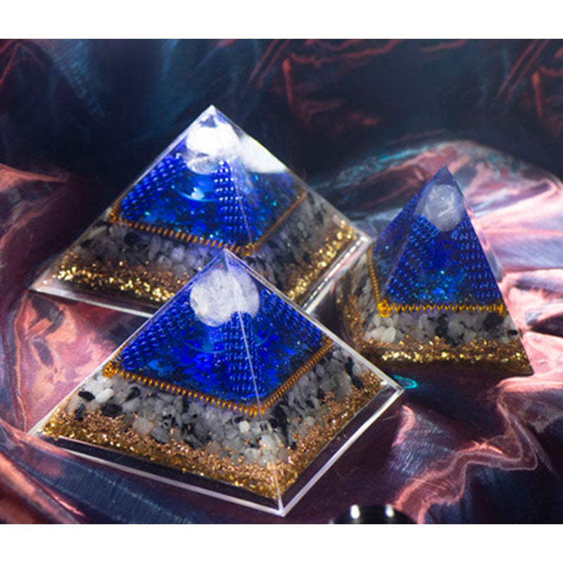 Labradorite Olivenorma con piramide di orgone occhio di tigre
