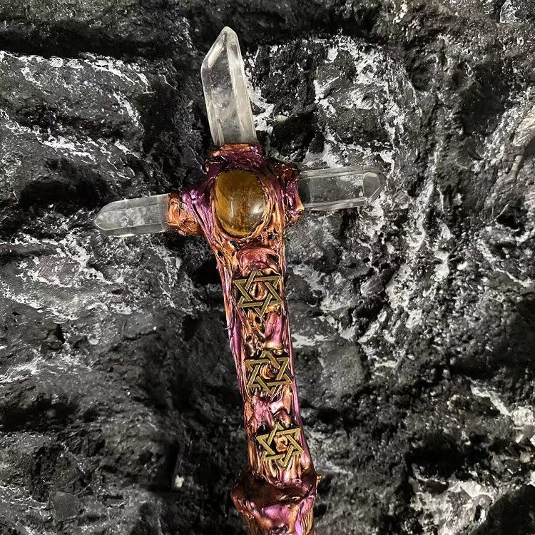 Ornamento rituale della strega della scopa di cristallo Olivenorma