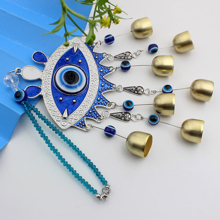 Olivenorma Occhio diabolico turco blu con 7 campanelli Decorazione da parete 