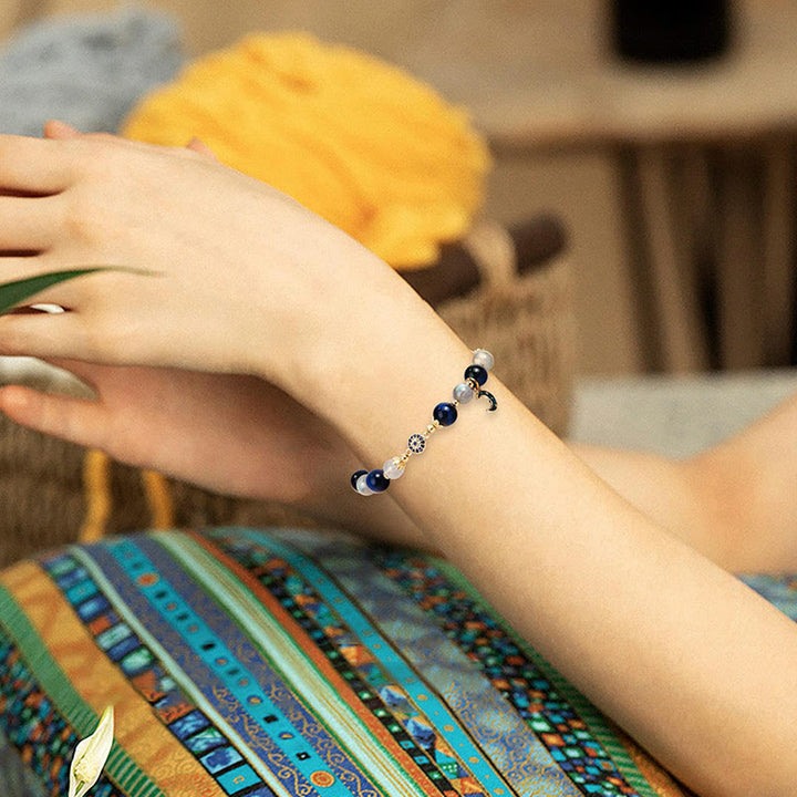 Bracciale con occhio maligno in pietra di luna e zaffiro Olivenorma