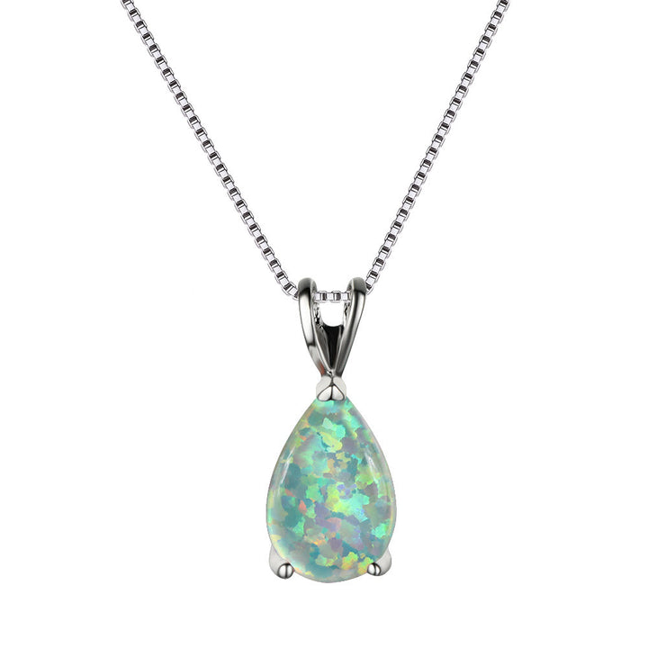 Collana semplice con ciondolo a goccia in sintetico opale Olivenorma 