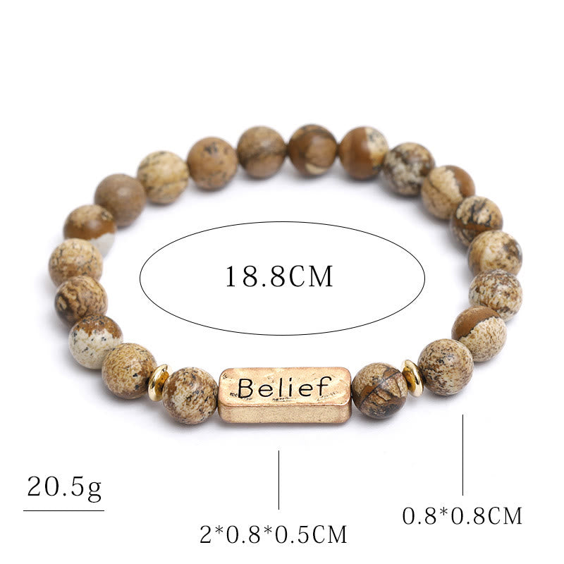 Bracciale con incisione della fede in pietra preziosa naturale Olivenorma